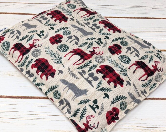 Flannel Corn Heating Pad 9 X 11, Woodland Animals Corn Bag, Microwave