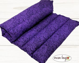 Handmade Purple Paisley Heating Pad 11x18, Warm Hug Microwave Corn Bag Wrap, Cramp Heat Pack, Muscle Aches, Heat Massage