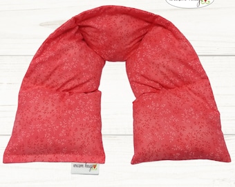 Warm Hug Microwave Heated Neck Wrap 5 x24, Microwave Heat Wrap, Corn Bag, Hot Cold Therapy, Relaxation, Massage Therapy, Coral Vining Leaves