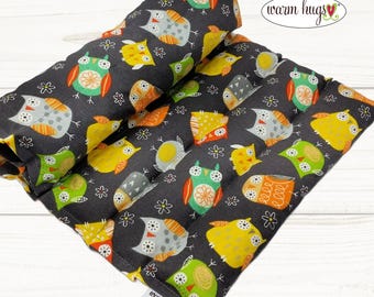 Corn Heating Pad Microwavable Heat Pack Gray Owls, Hot Cold Comfort Therapy Pillow, Lumbar Corn Bag, Massage Relaxation Gift