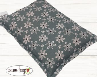 Corn Bag Microwave Heating Pad 7x10, Migraines, Muscle Aches, Workout Heat Pack, Massage Relaxation, Cramps, Gray Pink Floral