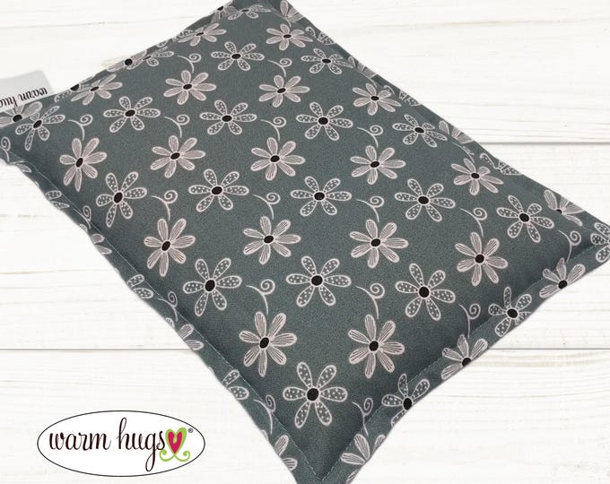 Corn Bag Microwave Heating Pad 7x10, Migraines, Muscle Aches, Workout Heat Pack, Massage Relaxation, Cramps, Gray Pink Floral