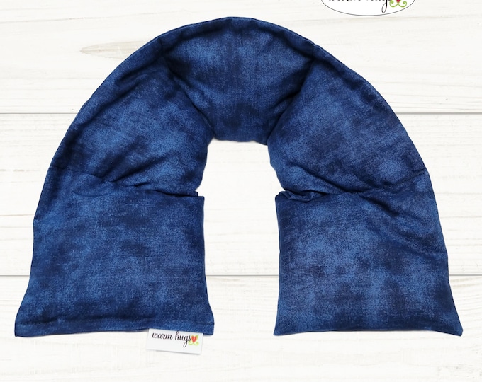 Warm Hugs Microwave XL Heated Neck Wrap Blue, Purple or Red Corn Bag Heating Pad, Stress Relief Muscle Comfort, Get Well Thinking of You