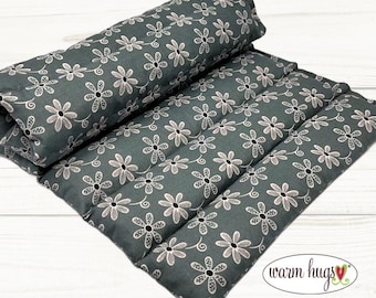 Pink Gray Flower Lumbar Heating Pad, Microwave Corn Bag, Arthritis Heat, Relaxation, Muscle Aches, Heat Massage, Cramps Back Pain