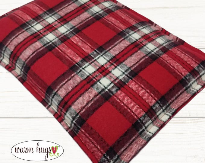Flannel Microwave Heating Pad 10x14, Hot or Cold Corn Bag, Red Black White Plaid