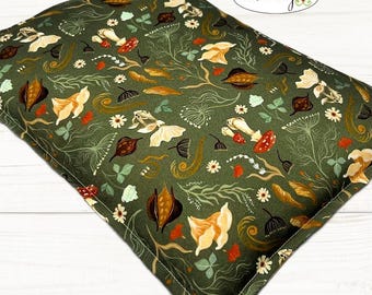 Warm Hugs Large Corn Heating Pad 10x14, Microwavable Corn Bag, Hot Cold Therapy, Bed Warmer, Mushrooms Wildflowers