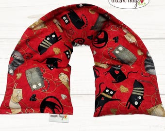 Cats Neck Heating Pad, Microwave Heated Neck Wrap, Warm Hugs Corn Bags, Hot Cold Therapy, Spa Relaxation, Massage Therapy, Neck Pain