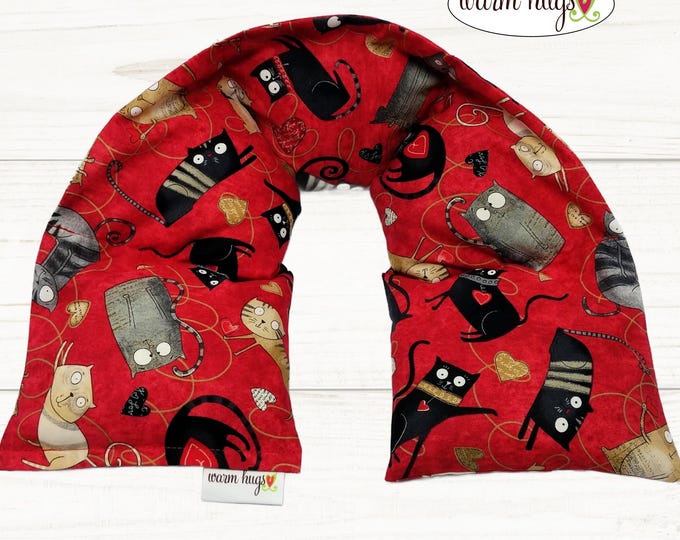 Cats Neck Heating Pad, Microwave Heated Neck Wrap, Warm Hugs Corn Bags, Hot Cold Therapy, Spa Relaxation, Massage Therapy, Neck Pain