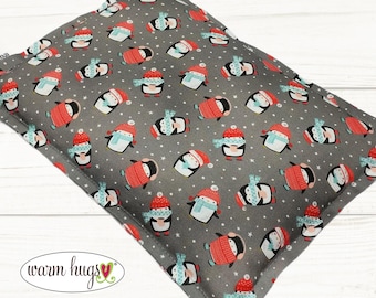 Microwave Corn Heating Pad 7x10, Heat Pack, Migraines, Muscle Aches, Workout Heat Pack, Massage Relaxation, Cramps, Mini Winter Penguins