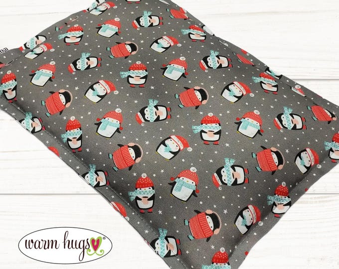 Microwave Corn Heating Pad 7x10, Heat Pack, Migraines, Muscle Aches, Workout Heat Pack, Massage Relaxation, Cramps, Mini Winter Penguins