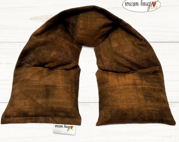 Warm Hugs Neck Heating Pad, Heated Neck Wrap, Microwave Heat Wrap, Corn Bags, Hot Cold Therapy, Spa Massage Therapy Brown Grunge