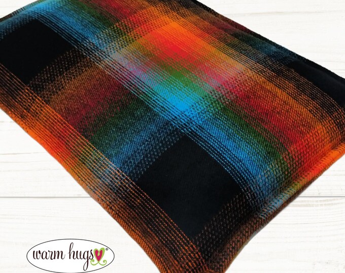 Large Sunset Flannel 10x14 Corn Bag, Microwave Heating Pad, Cabin Bed Warmer, Heated Relaxation Gift, Hot Cold Pack