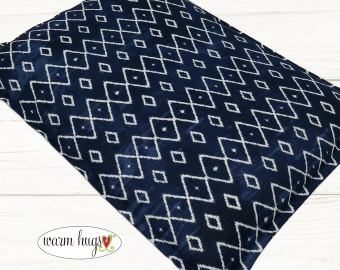 Large Navy Blue Corn Bag 10 x 14, Warm Hugs Heating Pad, Cabin Bed Warmer, Relaxation Gift, Microwave Heat, Hot Cold Pack, Dorm Room