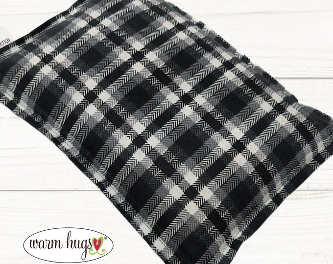 Corn Bag Microwave Heating Pad 7x10, Migraines, Muscle Aches, Workout Heat Pack, Massage Relaxation, Cramps, Black Gray Plaid
