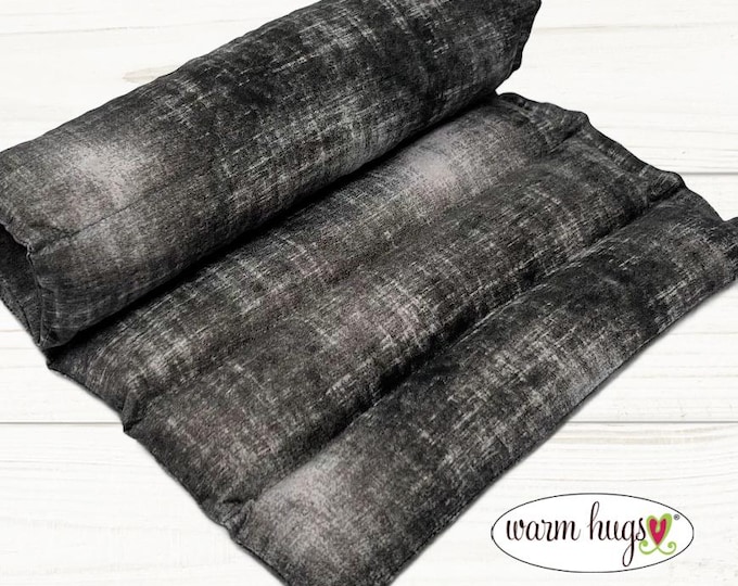 Microwave Lumbar Heating Pad Corn Bag 11x18, Arthritis Heat, Relaxation, Muscle Aches, Heat Massage, Cramps Back Pain, Black Gray Fabric