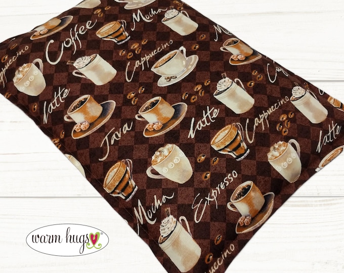 Warm Hugs Large Coffee Corn Heating Pad, Microwavable Corn Bag, Hot Cold Therapy Pack, Massage Therapy Pillow, Bed Warmer, Coffee Lover Gift