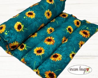 Sunflower Warm Hug Lumbar Heating Pad 11x18, Microwave Corn Bag, Arthritis Heat, Relaxation, Muscle Aches, Heat Massage, Cramps Back Pain