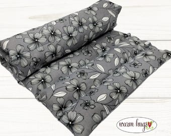 Lumbar Heating Pad 11x18, Microwave Corn Bag, Arthritis Heat Pack, Relaxation Muscle Aches, Heat Massage, Cramps Back Pain, Gray Floral