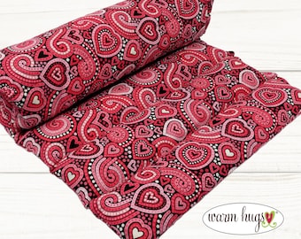 Warm Hug Lumbar Heating Pad, Microwave Corn Bag, Arthritis Heat, Relaxation, Muscle Aches, Heat Massage, Cramps Back Pain, Pink Red Hearts