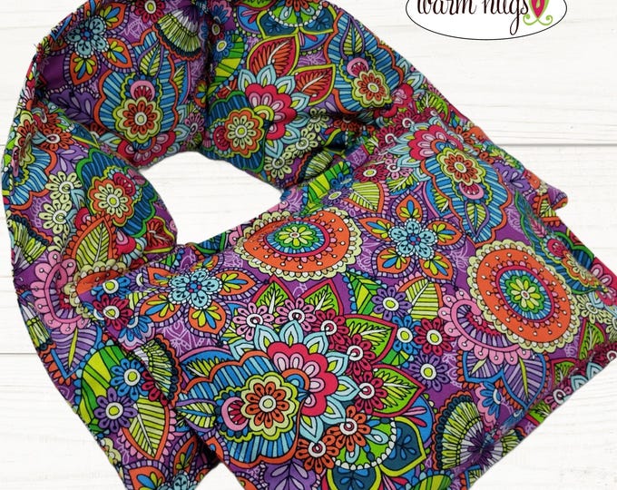 Microwave Heating Pad Set Neck Wrap 5x24 + Small 7x10, Warm Hug, Massage Spa Relaxation Comfort Gift for Bestie Girlfriend Mom