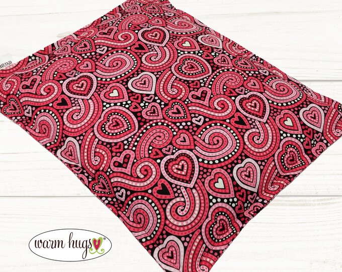 Corn Heating Pad 9 x 11, Corn Bags, Microwave Heat Pack, Hot Cold Therapy Relaxation Pillow, Dorm Room Gift, Heart Fabric