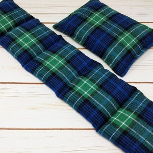 Microwave Flannel Heated Neck Wrap, Corn Bag Heating Pad, Stress Relief Warm Hug, Muscle Pain, Comfort Gift, Blue Green Plaid image 4