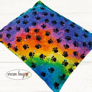 Microwave Corn Heating Pad 9 x 11, Warm Hugs Heat Packs, Migraine Headache Sinus Pressure, Muscle Pain Relief, Dorm Room, Rainbow Paws