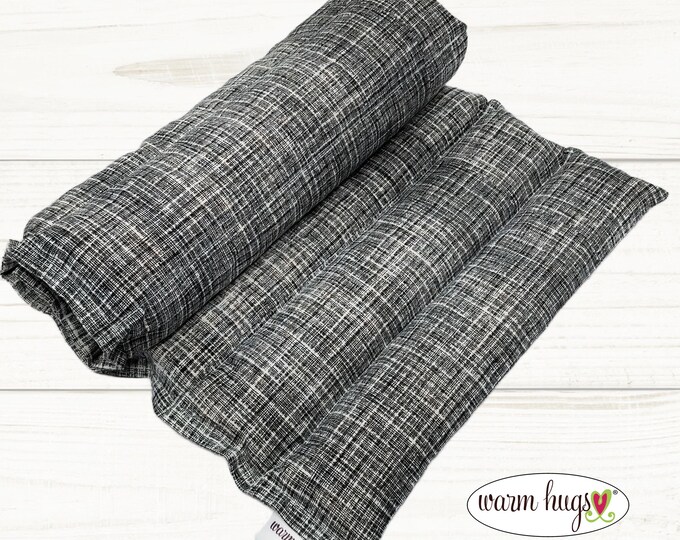 Warm Hugs Corn Heating Pad, Microwavable Heat Pack, Hot Cold Comfort, Knee Hip Surgery Care, Hot Cold Therapy Bag - Black and White Strings