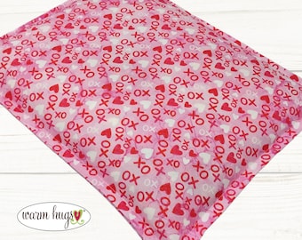 Microwave Corn Heating Pad 9x11, Valentine XOXO, Relaxation Therapy, Muscle Pain Relief, Bed Foot Warmer