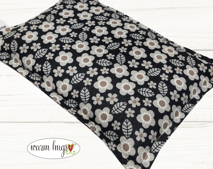 Microwave Corn Heating Pad 7x10, Heat or Ice Pack, Corn Bag, Migraine Headache Sinus, Muscle Pain Relief, Dorm Room, White Taupe Flower