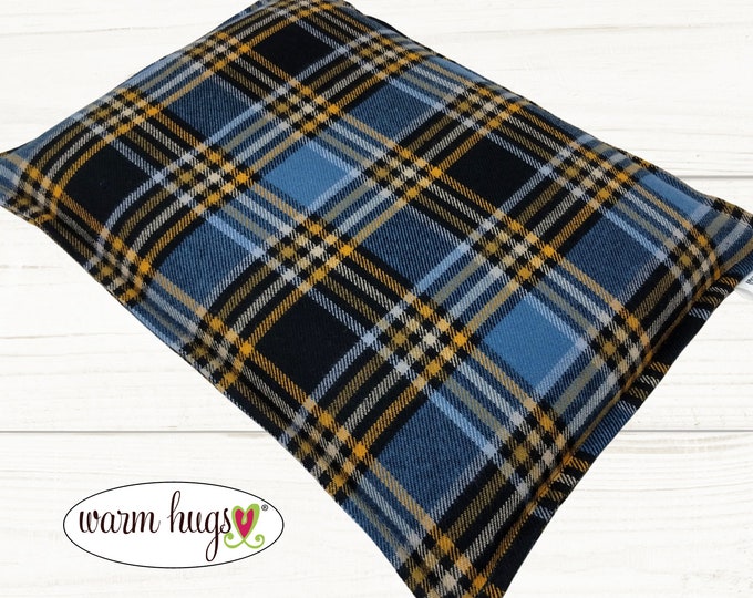 Large Flannel Warm Hug Microwave Heating Pad 10 x 14, Bed Warmer, Relaxation Gift, Hot or Cold, Dorm Room, Corn Bag, Soft Plaid Flannel