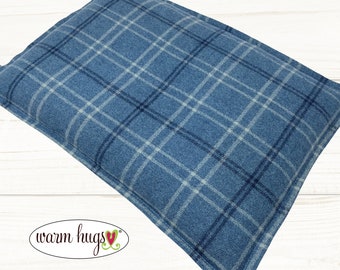 Large Flannel Warm Hug Microwave Heating Pad 10 x 14, Bed Warmer, Relaxation Gift, Hot or Cold, Dorm Room, Corn Bag, Soft Plaid Flannel