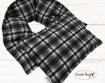 Microwave Neck + Small Heating Pad Gift Set, Hot Cold Massage Spa Therapy, Microwave Neck Wrap, Black Gray Plaid