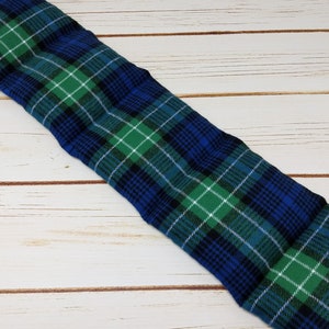 Microwave Flannel Heated Neck Wrap, Corn Bag Heating Pad, Stress Relief Warm Hug, Muscle Pain, Comfort Gift, Blue Green Plaid image 2