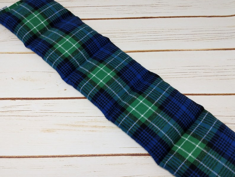Microwave Flannel Heated Neck Wrap, Corn Bag Heating Pad, Stress Relief Warm Hug, Muscle Pain, Comfort Gift, Blue Green Plaid image 2