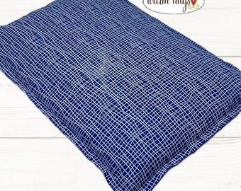 Blue White Large Corn Heating Pad 10x14, Microwavable Corn Bag, Hot Cold Therapy, Bed Warmer