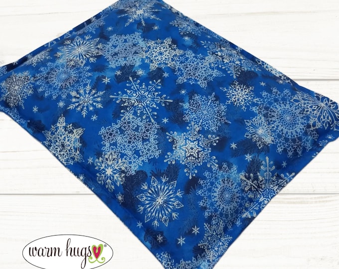 Microwave Corn Heating Pad 9x11, Warm Hugs Heat Pack, Relaxation Therapy, Muscle Pain Relief, Bed Foot Warmer, Blue Snowflake