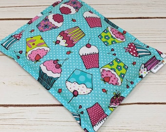 Corn Heating Pad, Corn Bag, Microwavable Warmer, Therapeutic Hot Cold Packs - Cupcakes Aqua Blue