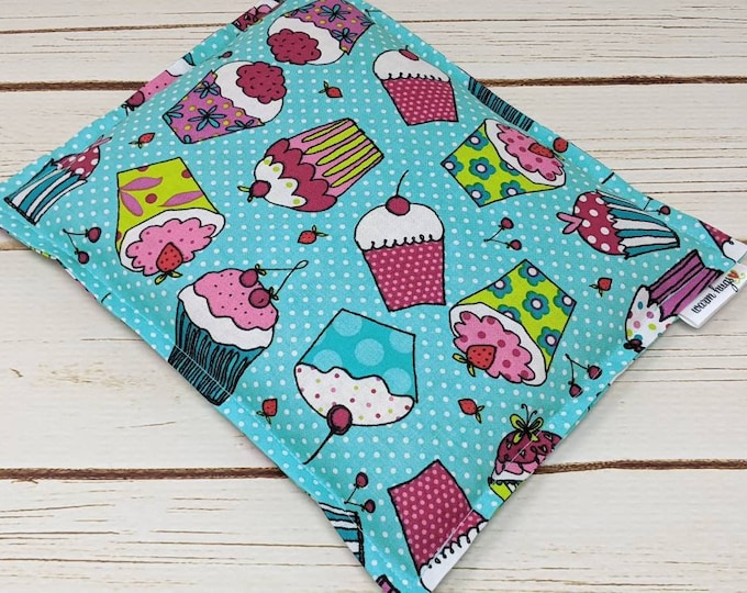 Corn Heating Pad, Corn Bag, Microwavable Warmer, Therapeutic Hot Cold Packs - Cupcakes Aqua Blue