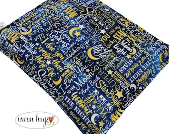 Microwave 9 x 11 Corn Heating Pad, Heat Pack, Relaxation Therapy, Muscle Pain Relief, Bed Foot Warmer, Dorm Room, Love You To The Moon