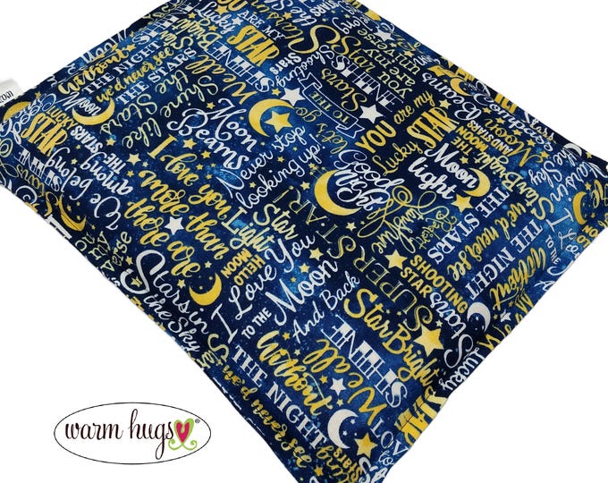 Microwave 9 x 11 Corn Heating Pad, Heat Pack, Relaxation Therapy, Muscle Pain Relief, Bed Foot Warmer, Dorm Room, Love You To The Moon
