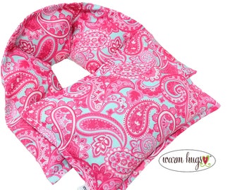 Sending A Hug Microwave Heating Pad Set, Warm Hug Neck Wrap, Massage Spa Relaxation Comfort Gift, Mothers Day, Pink Blue Paisley