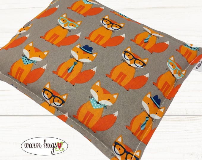 Orange Fox Corn Bag, Corn Heating Pad 9 x 11, Microwavable Heat Pack, Relaxation Gift, Heated Pillow, Pain Relief, Dorm Room, Cramp Relief