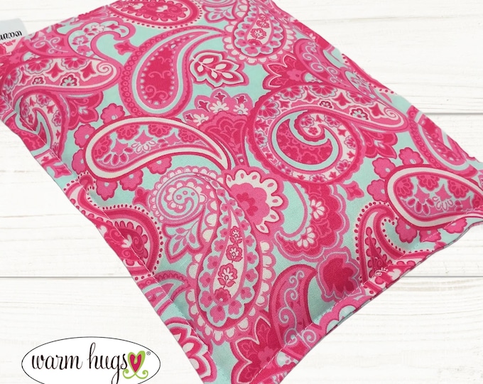 Microwave Corn Heating Pad 7x10, Corn Heat Pack, Migraines, Muscle Aches, Workout Heat Pack, Massage Relaxation, Cramps, Blue Pink Paisley