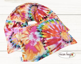 Warm Hug Tie-Dye Microwave Heated Neck Wrap Gift Set, Teen Gift, Corn Bags, Cramp Pack, Hot Cold, Dorm Room, Bed Warmer, Computer Neck Pain
