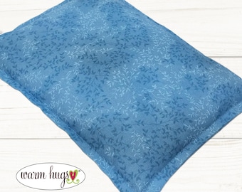 Microwave Corn Heating Pad 7x10, Heat Pack, Migraines, Muscle Aches, Workout Heat Pack, Massage Relaxation, Cramps, Blue Vining Leaves