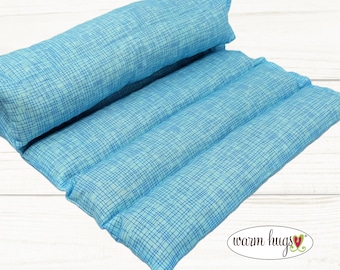 Lumbar Heating Pad 11x18, Microwave Corn Bag, Arthritis Heat Pack, Relaxation Muscle Pain, Heat Massage, Cramps Back Pain, Blue Crosshatch