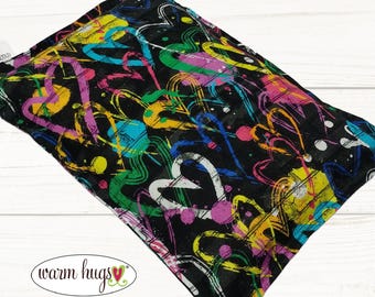 Microwave Heating Pad 7x10, Graffiti Hearts Corn Bag, Dorm Room Gift