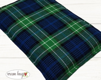 Flannel Microwave Heating Pad 10x14, Hot or Cold Corn Bag, Blue Green Plaid