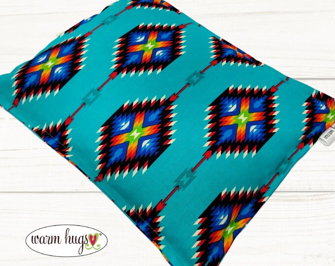 Warm Hugs Microwave 9 x 11 Corn Heating Pad, Relaxation Therapy, Muscle Pain Relief, Bed Foot Warmer, Southwest Design Teal